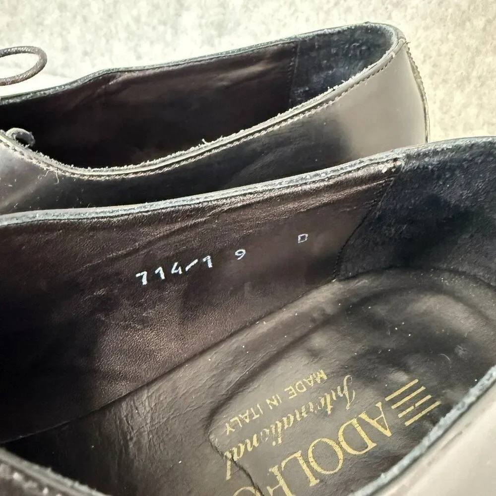 Adolfo Mens Size 9 Black Patent Leather Oxford Dress Shoes Lace‎ Up Office Round